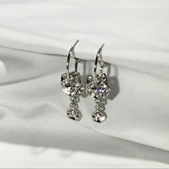 Crystal Embellished Flower Dangle Earrings (UC3) - Picture 1 of 5